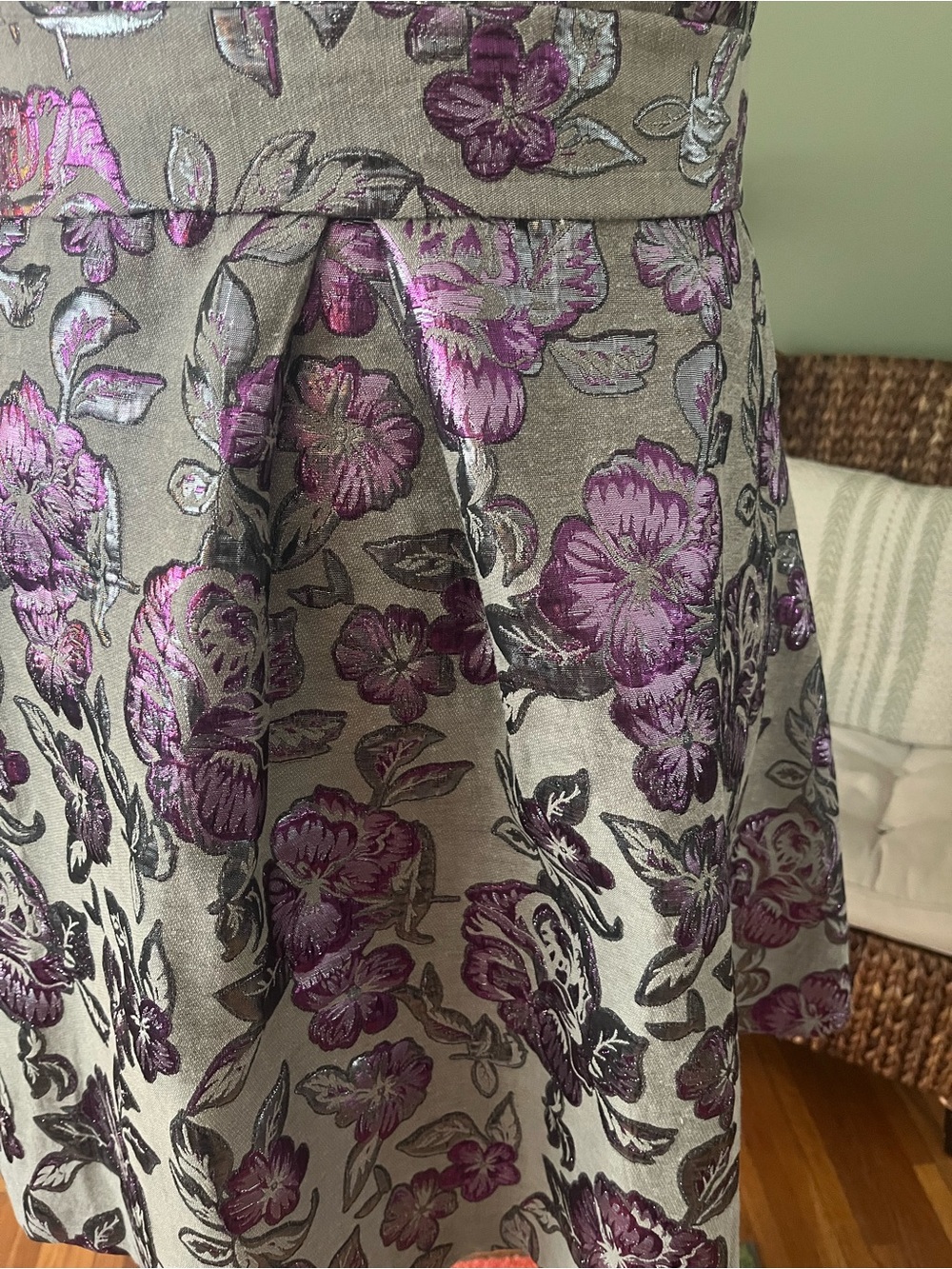 ELOQUII Metallic Floral Jacquard A-Line Dress — Size 22 - Picture 3 of 10